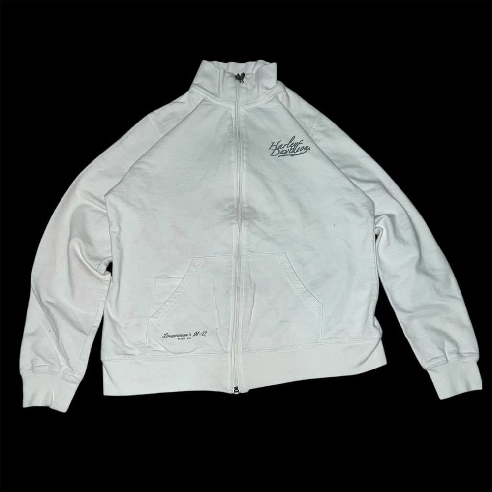 Harley-Davidson White Zip-Up Sweatshirt white size small
